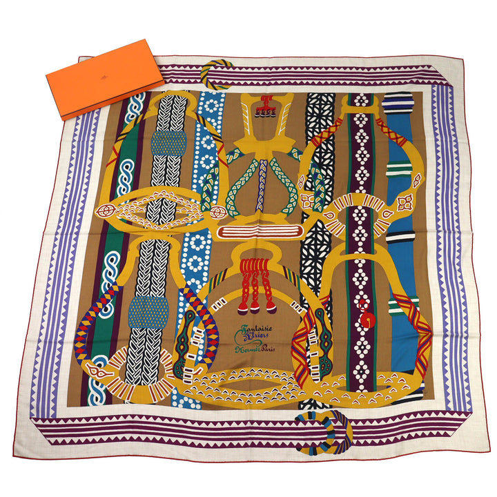新品 HERMES スカーフ 鐙のファンタジー カレ140 カシミア レディース