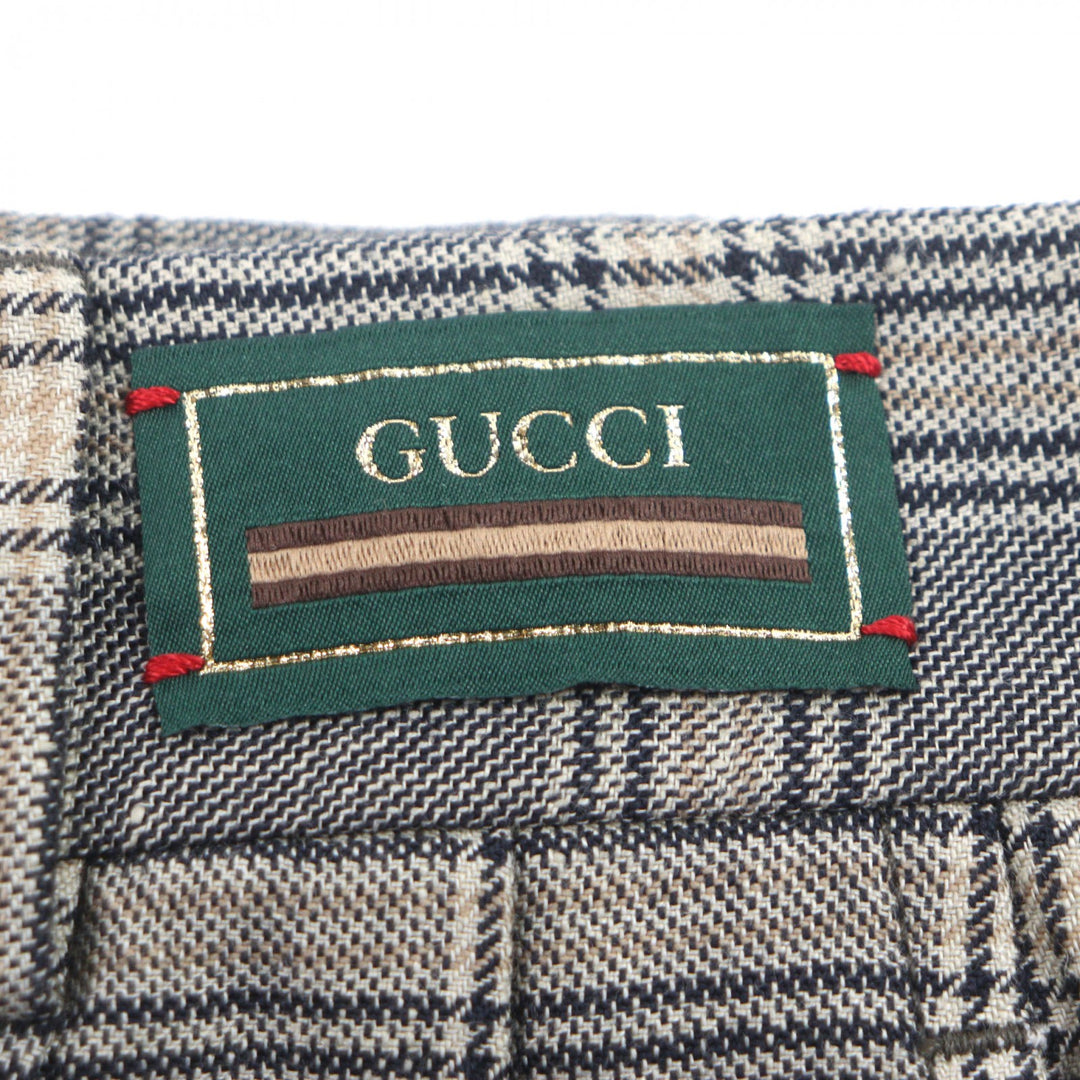 GUCCI 灰色亚麻格纹短裤，男士 46 码，货号 690519