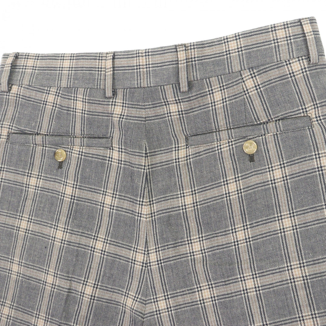 Pristine GUCCI Shorts Check Pattern Shorts gray linen mens 46 690519