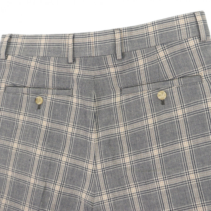 Pristine GUCCI Shorts Check Pattern Shorts gray linen mens 46 690519