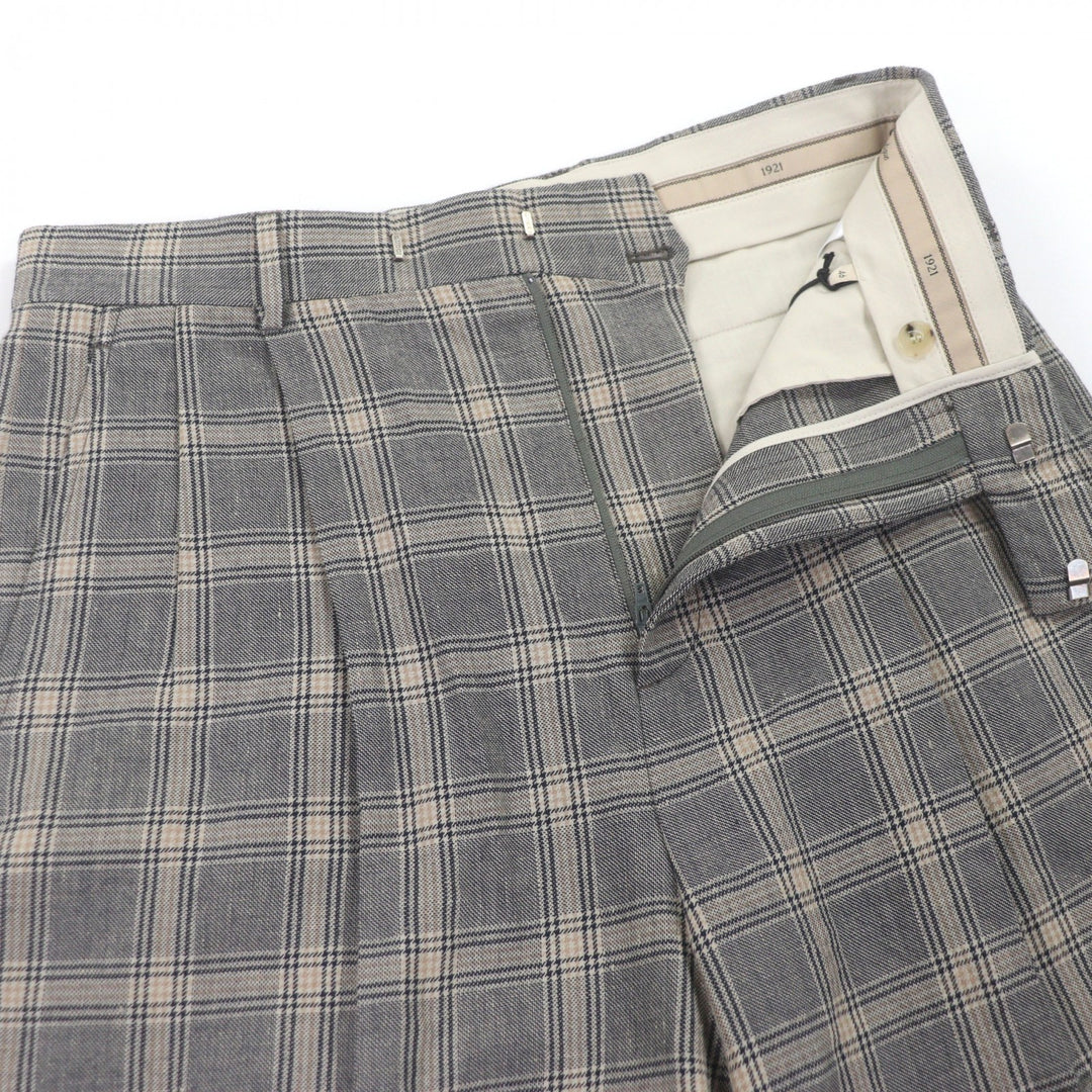 Pristine GUCCI Shorts Check Pattern Shorts gray linen mens 46 690519