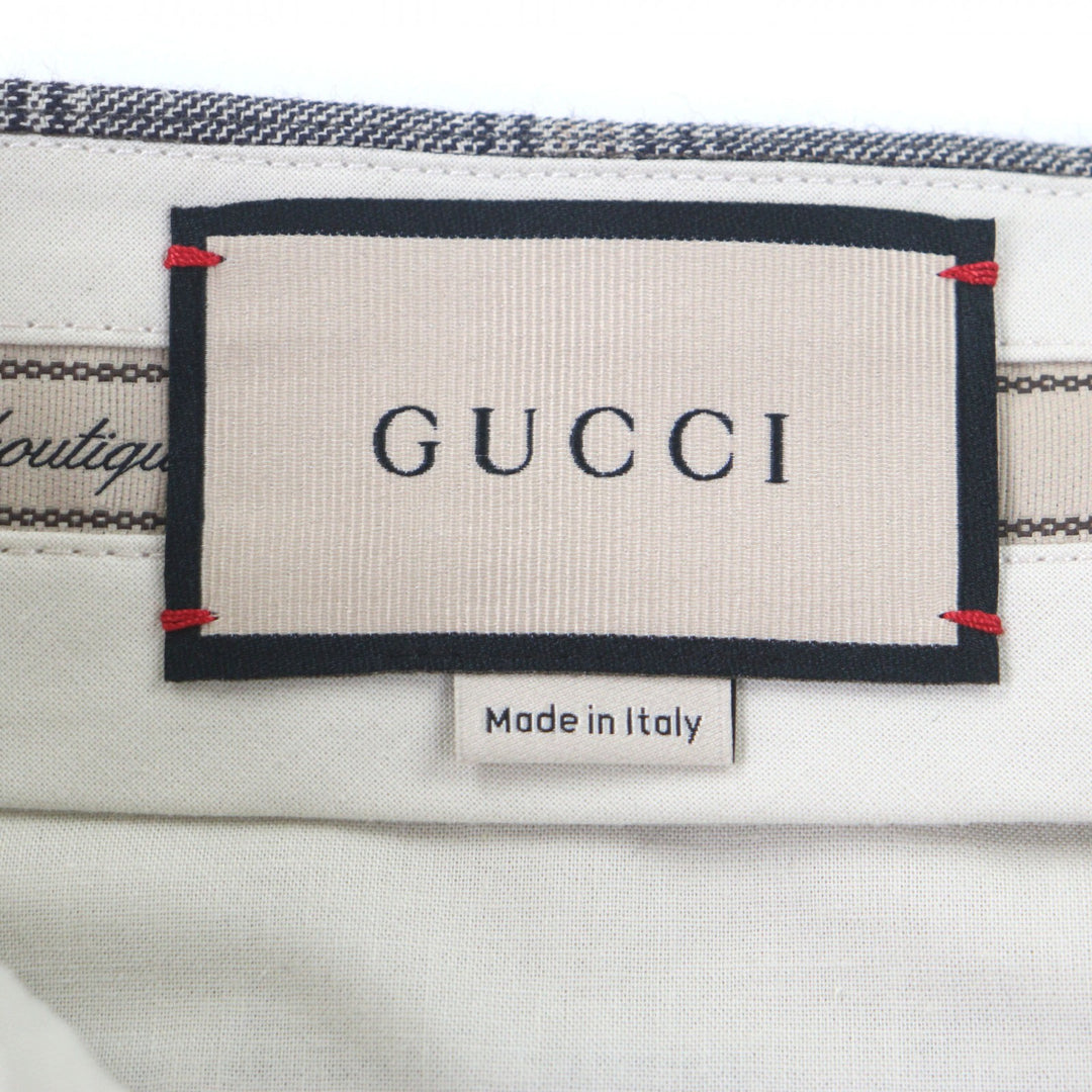 GUCCI 灰色亚麻格纹短裤，男士 46 码，货号 690519