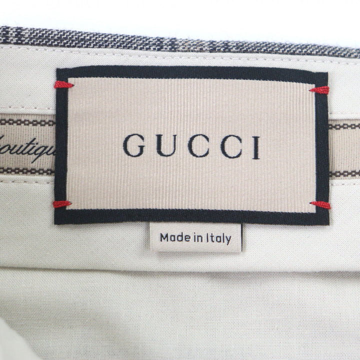 GUCCI 灰色亚麻格纹短裤，男士 46 码，货号 690519