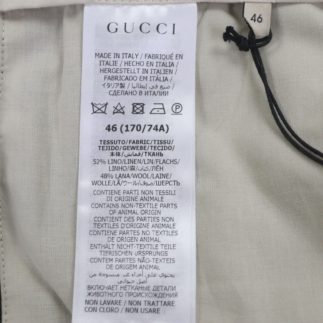 Pristine GUCCI Shorts Check Pattern Shorts gray linen mens 46 690519