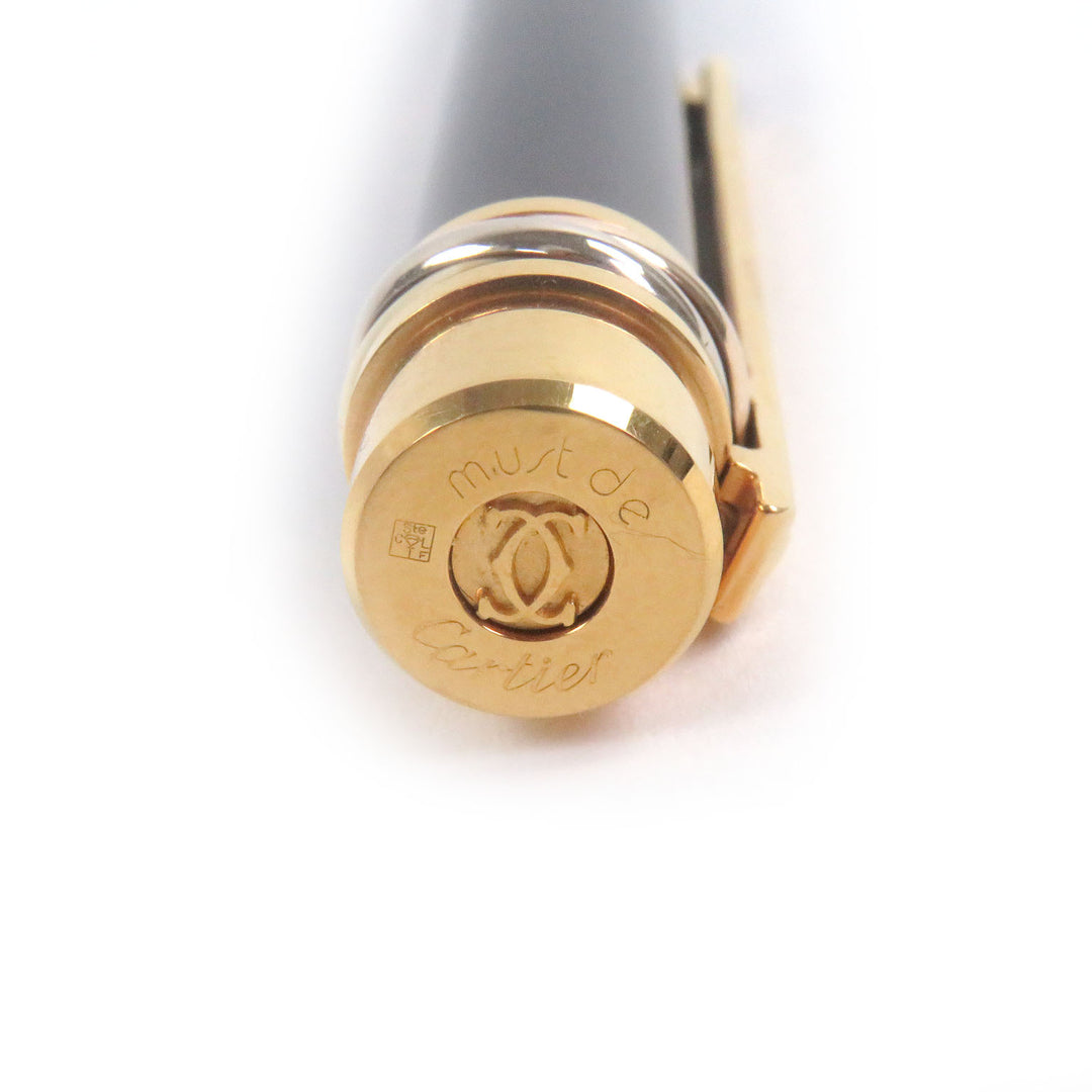 カルティエ 万年筆 トリニティ キャップタイプ ブラックゴールド 18K メンズ