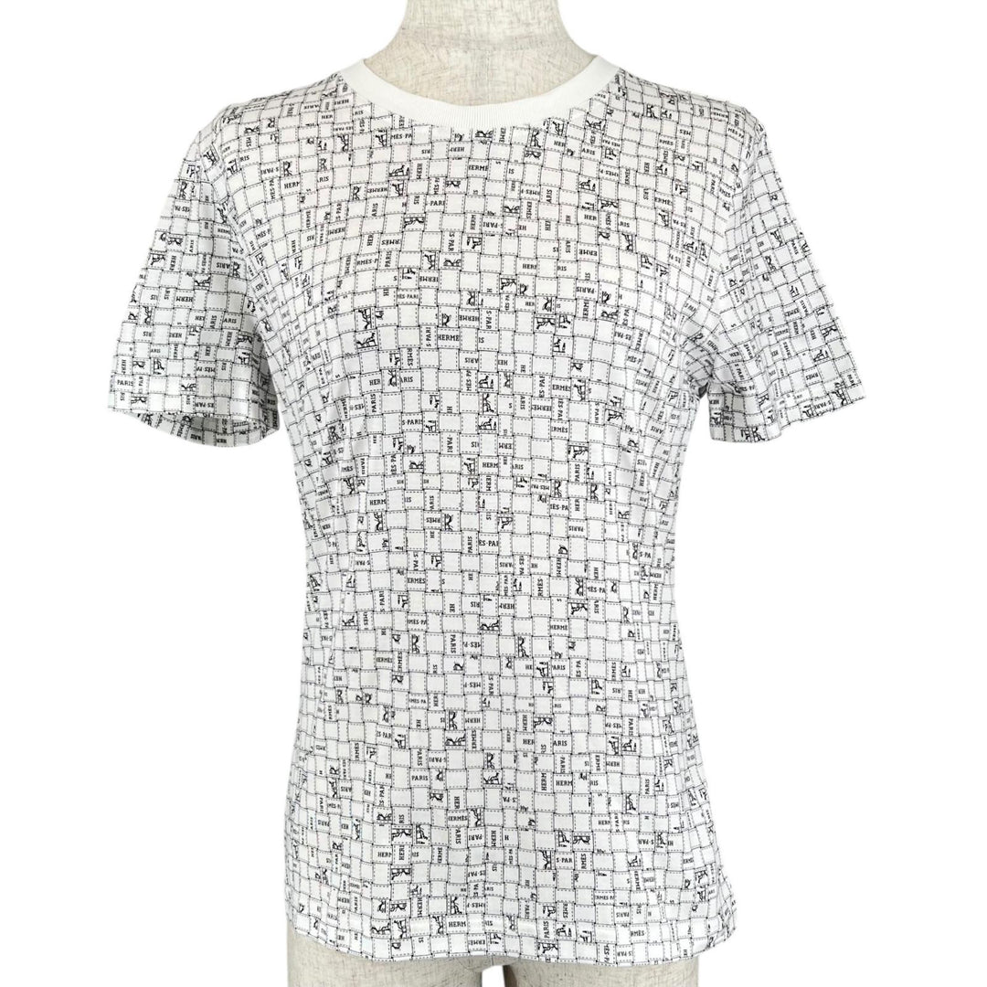 Pristine HERMES Short sleeve T-shirt Bolduc check white Women 38 5E4645DK