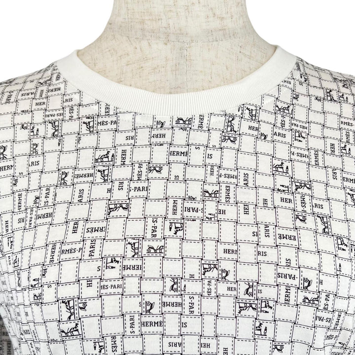Pristine HERMES Short sleeve T-shirt Bolduc check white Women 38 5E4645DK