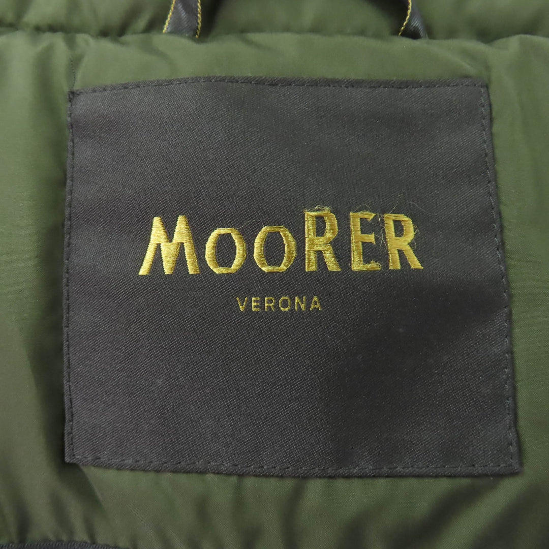 素晴らしいMOORERダウンベストFUENTE-PXフード付きジップアップカーキポリエステルレディース40