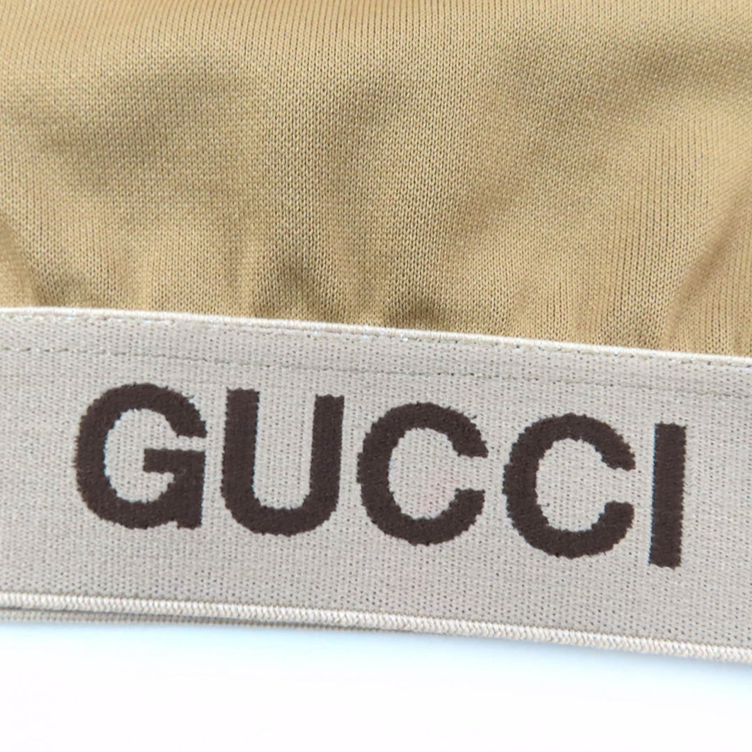 Pristine GUCCI tops Logo-emblazoned cropped long-sleeve T-shirt Brown XXS 672399