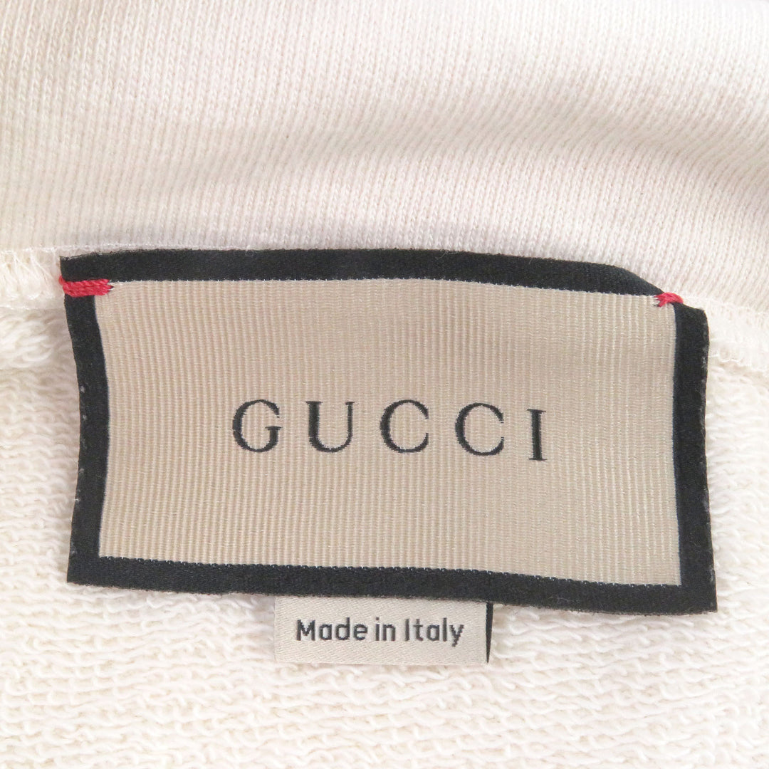素晴らしい GUCCI パーカー フェルト スウェットシャツ パッチ付き アイボリー コットン メンズ XS 721427