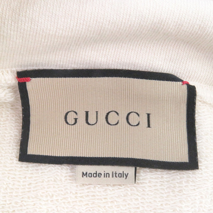 素晴らしい GUCCI パーカー フェルト スウェットシャツ パッチ付き アイボリー コットン メンズ XS 721427