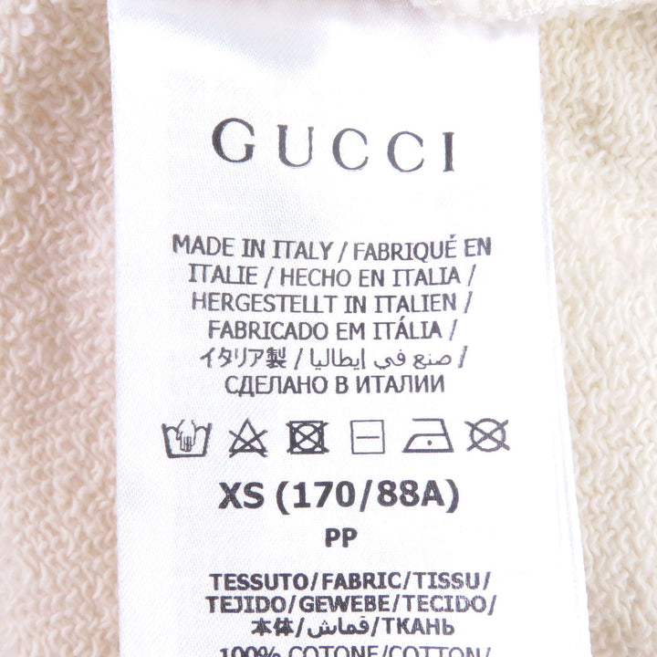 素晴らしい GUCCI パーカー フェルト スウェットシャツ パッチ付き アイボリー コットン メンズ XS 721427
