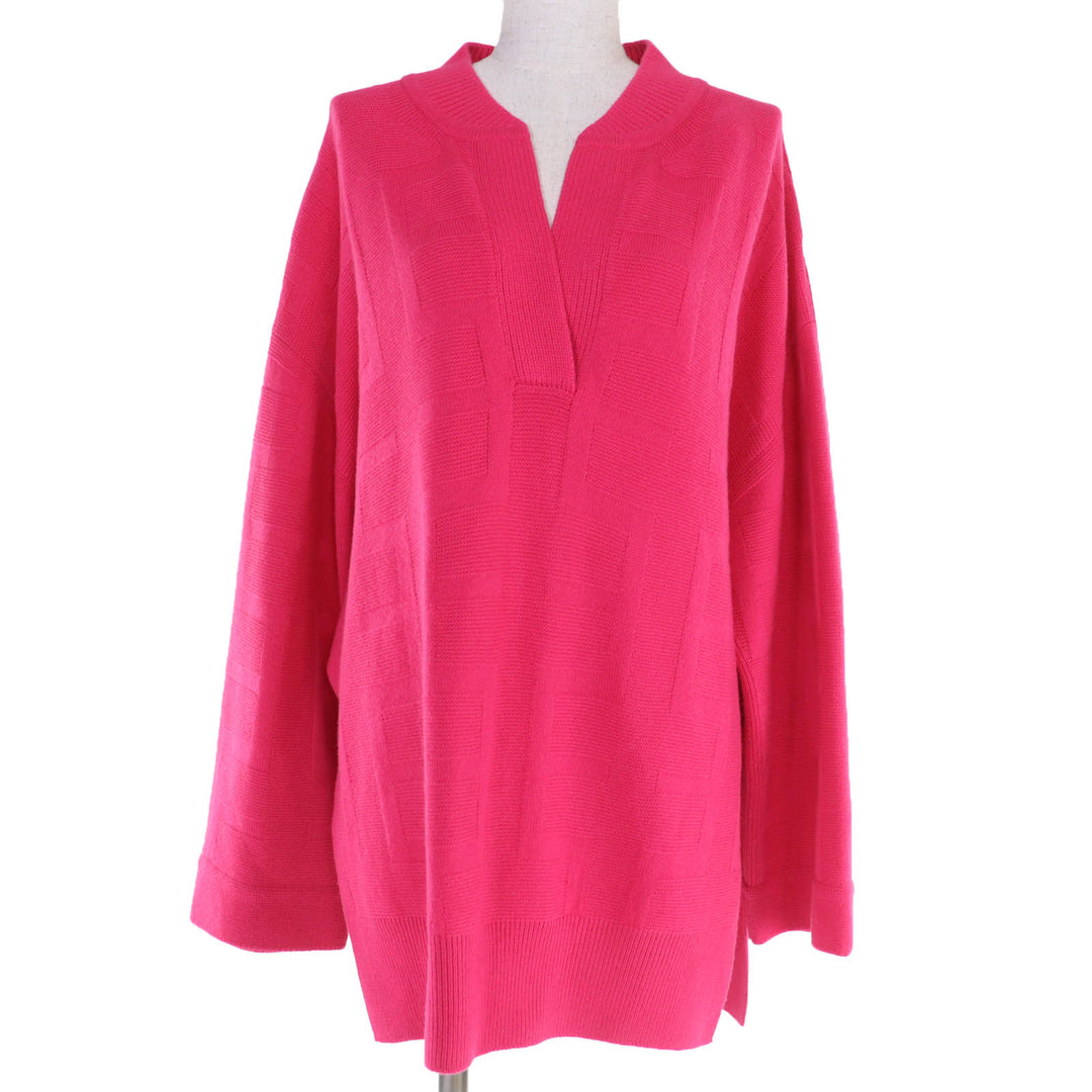 Excellent HERMES knit H Jacquard Skipper Long Sleeve pink wool Women 42 2H2623DA