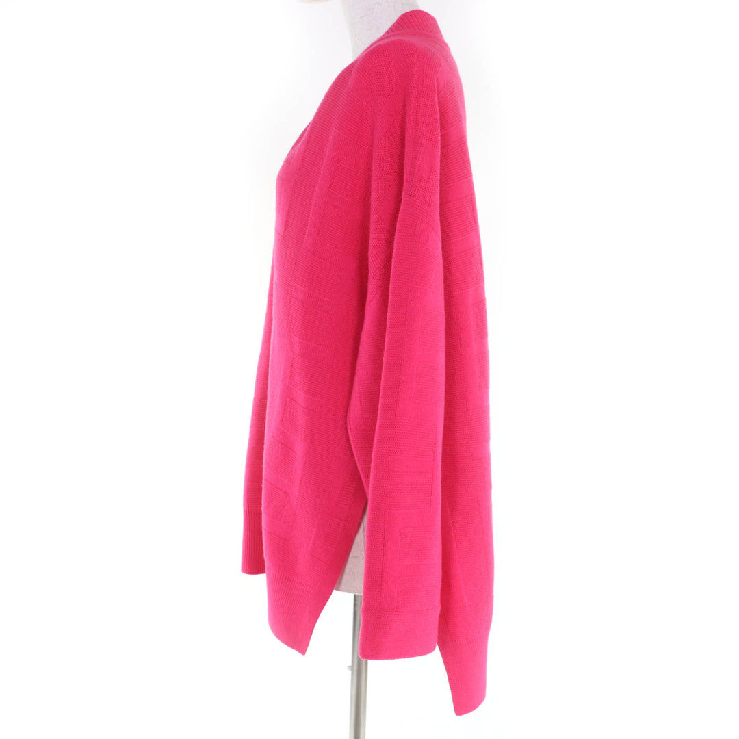 Excellent HERMES knit H Jacquard Skipper Long Sleeve pink wool Women 42 2H2623DA
