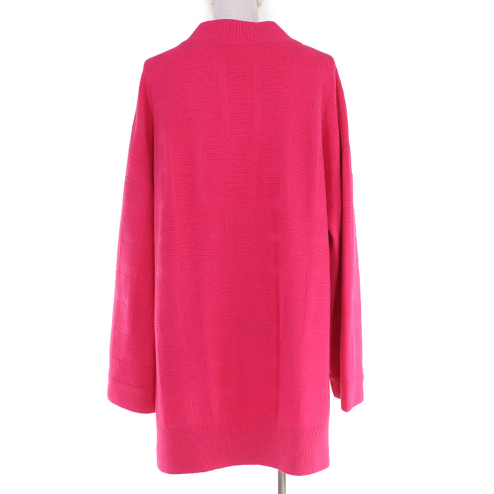 Excellent HERMES knit H Jacquard Skipper Long Sleeve pink wool Women 42 2H2623DA