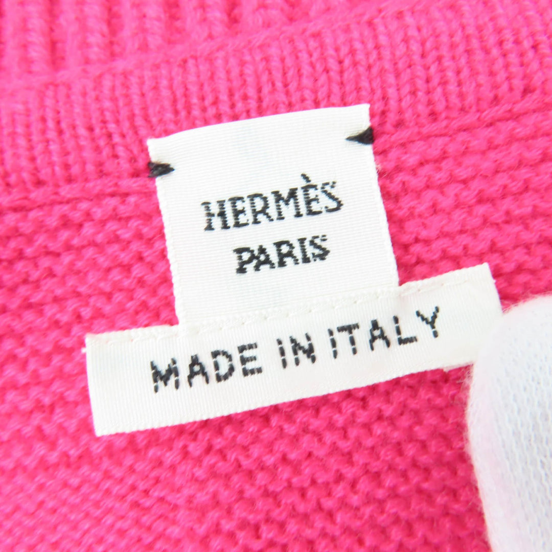 Excellent HERMES knit H Jacquard Skipper Long Sleeve pink wool Women 42 2H2623DA