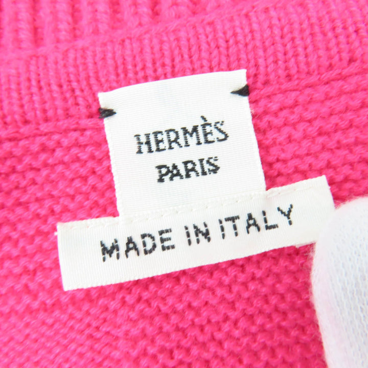 Excellent HERMES knit H Jacquard Skipper Long Sleeve pink wool Women 42 2H2623DA