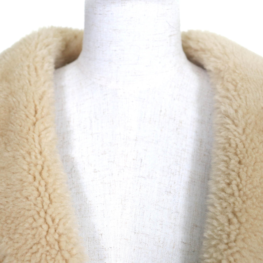 Excellent COACH Mouton coat beige Sheepskin Leather Women M CF025
