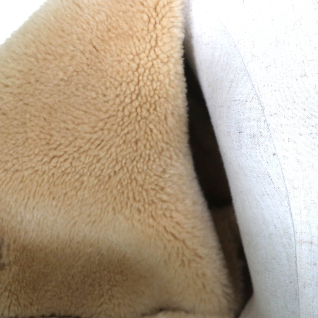 Excellent COACH Mouton coat beige Sheepskin Leather Women M CF025