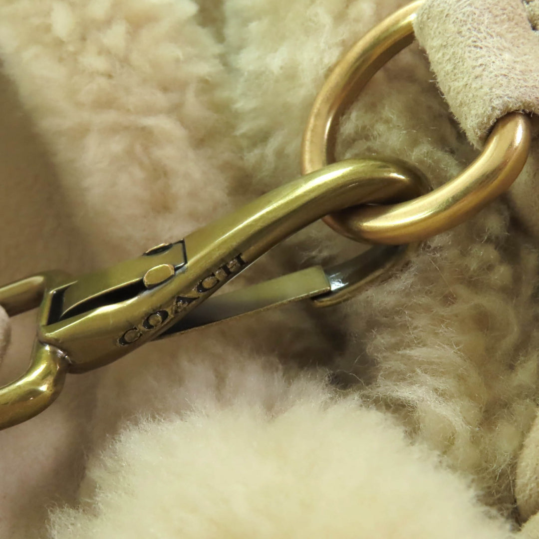 Excellent COACH Mouton coat beige Sheepskin Leather Women M CF025