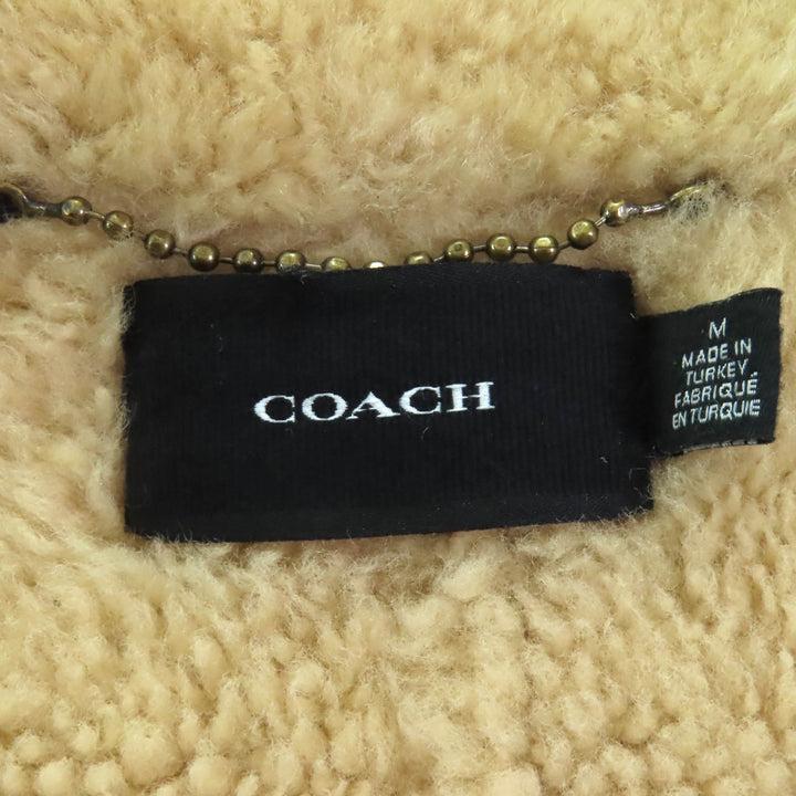 Excellent COACH Mouton coat beige Sheepskin Leather Women M CF025