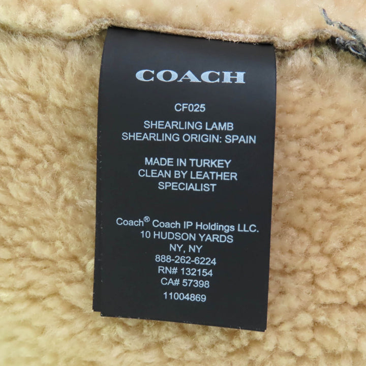Excellent COACH Mouton coat beige Sheepskin Leather Women M CF025