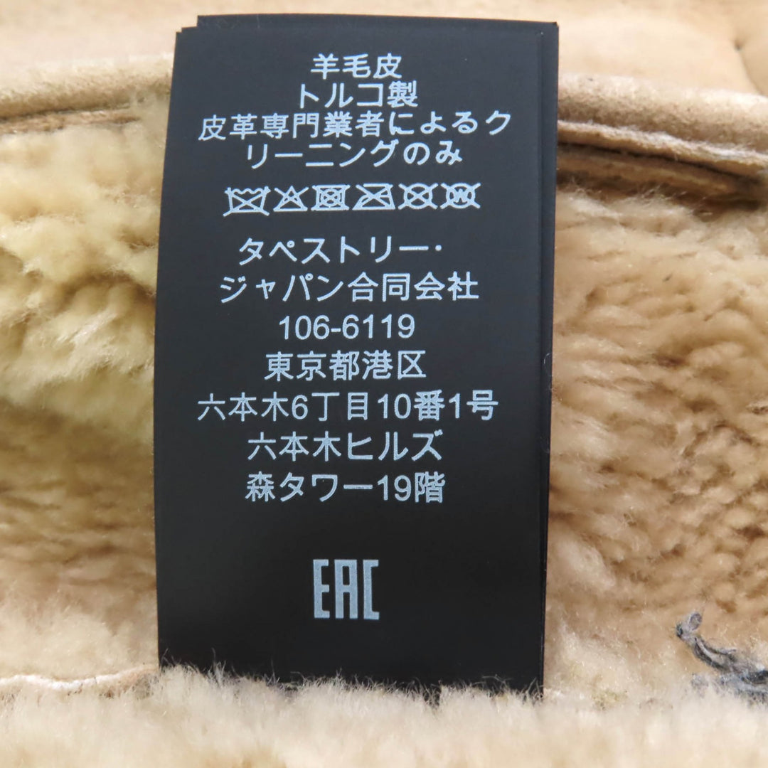 Excellent COACH Mouton coat beige Sheepskin Leather Women M CF025