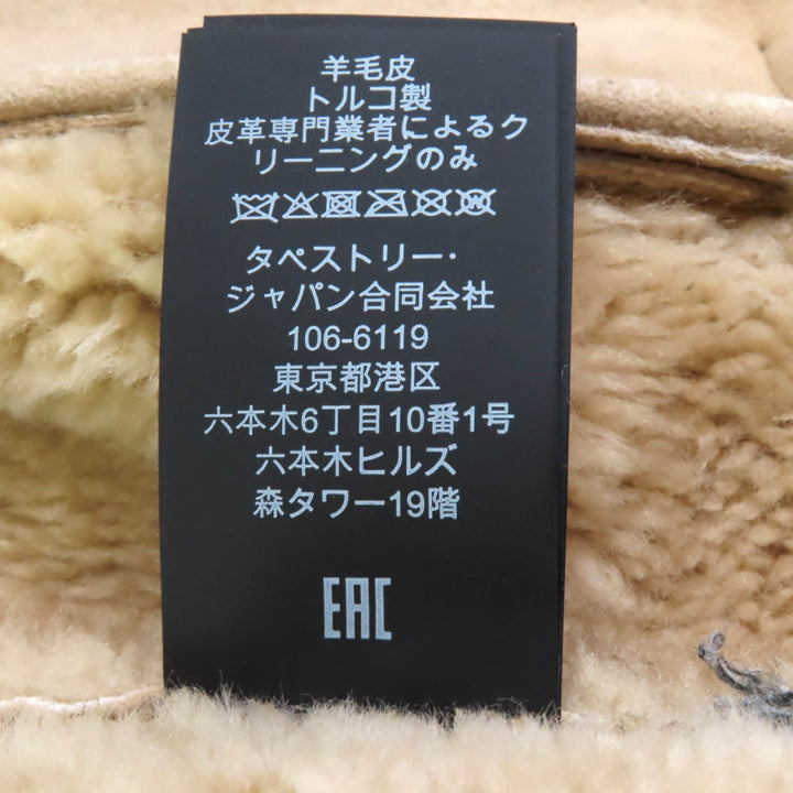 Excellent COACH Mouton coat beige Sheepskin Leather Women M CF025