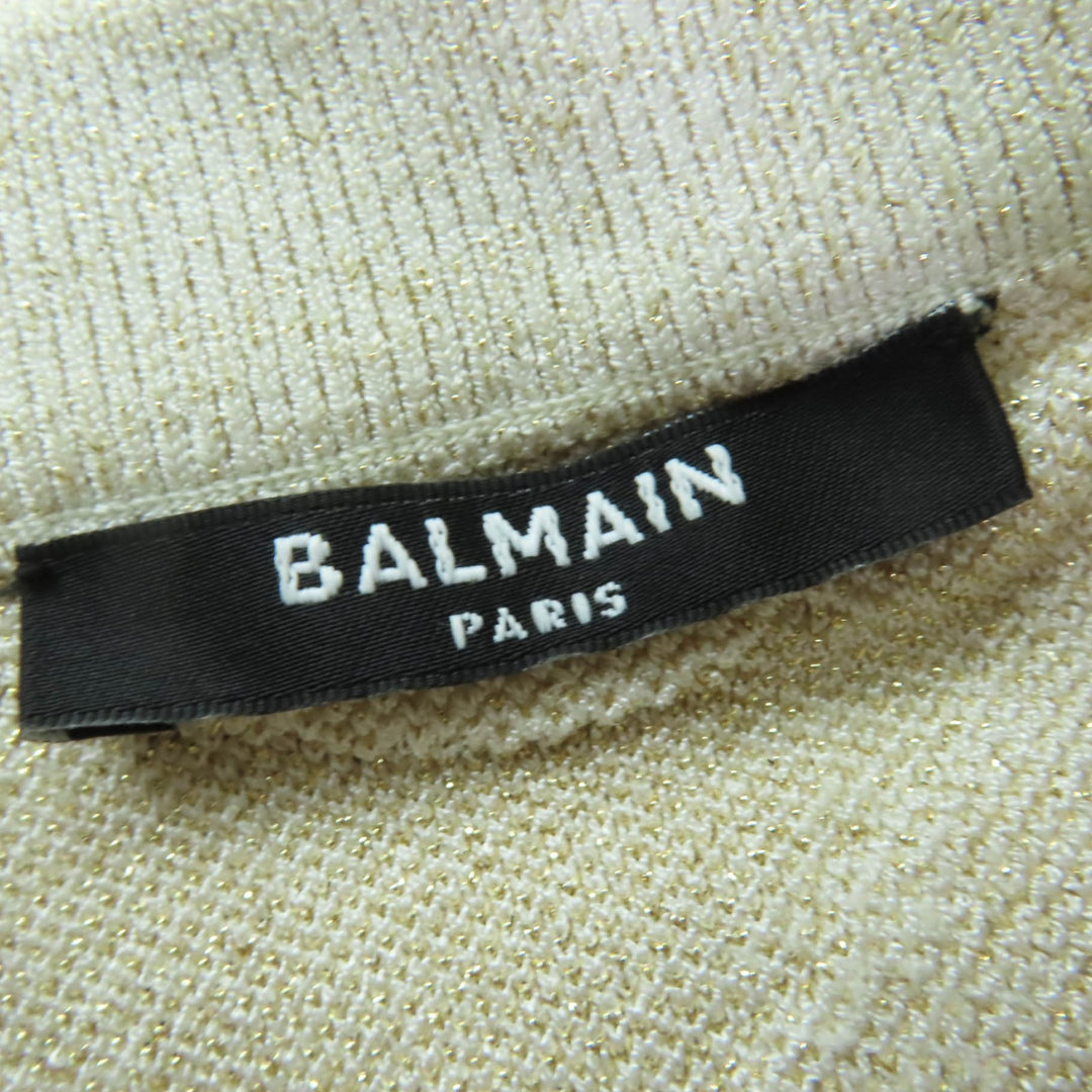 Excellent BALMAIN two-piece set Zebra print knit top and mini skirt gold Women