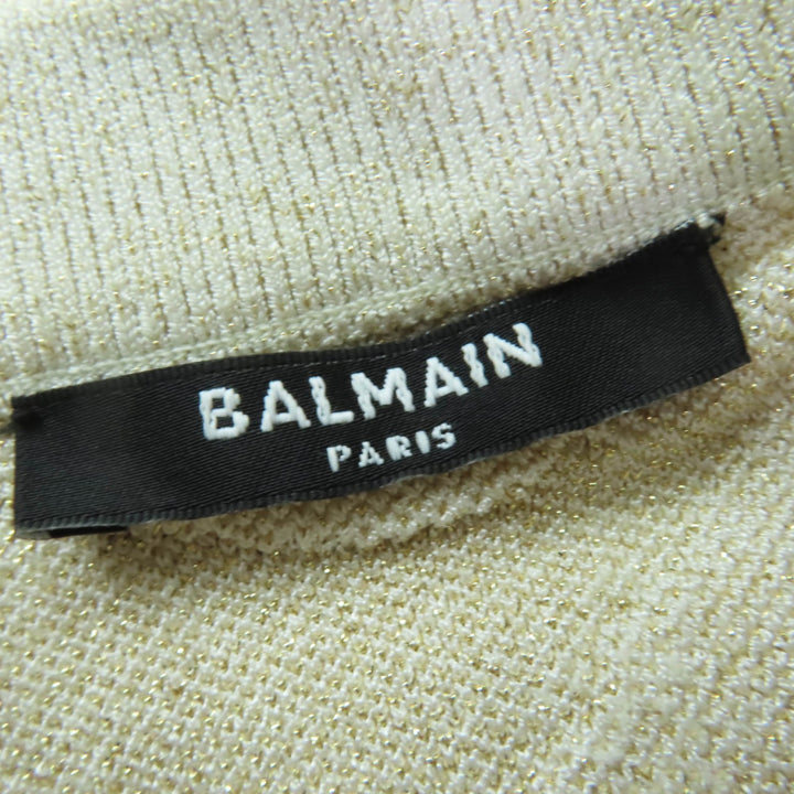 Excellent BALMAIN two-piece set Zebra print knit top and mini skirt gold Women