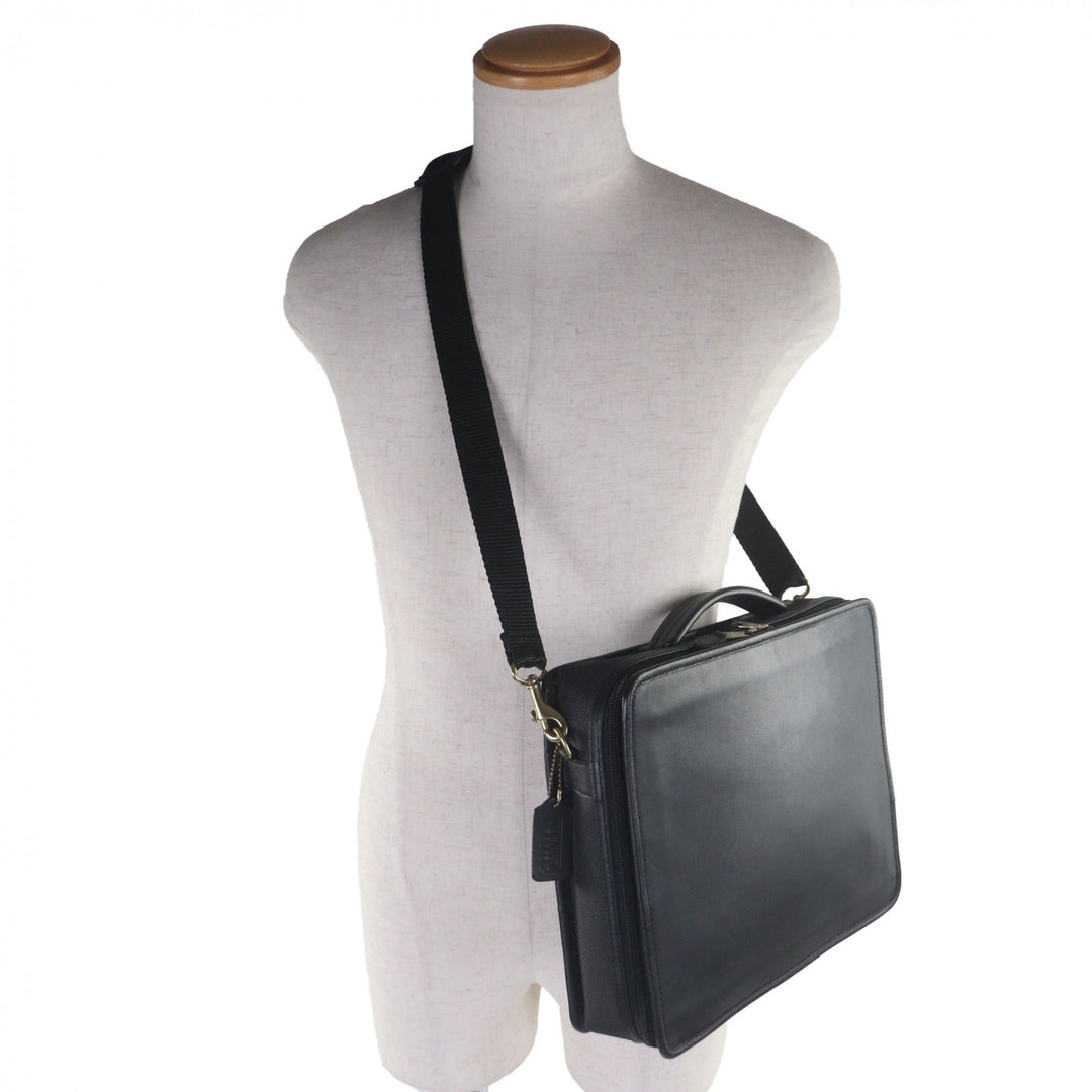Great COACH Briefcase 2-way business bag and PC case black leather mens 0539