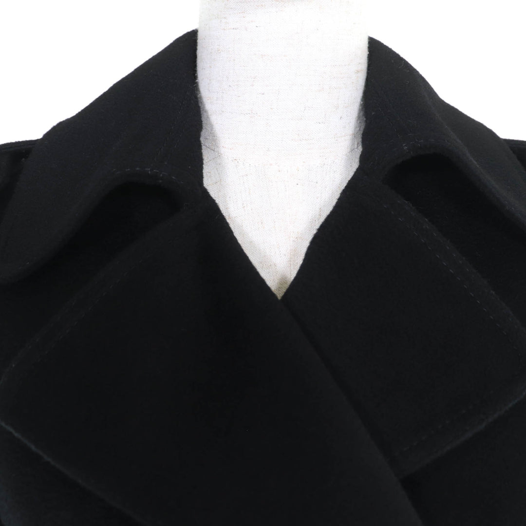 Excellent GUCCI pea coat Logo button and epaulettes black wool Women 36 325072