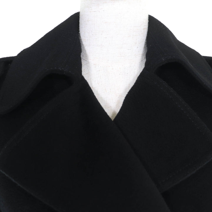 Excellent GUCCI pea coat Logo button and epaulettes black wool Women 36 325072