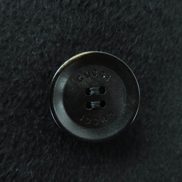 Excellent GUCCI pea coat Logo button and epaulettes black wool Women 36 325072