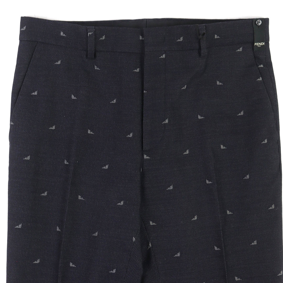 Pristine FENDI Pants Monster Eye Pants Slacks Dark navy cotton mens 48 FB0366