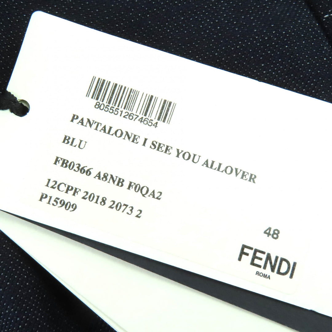 Pristine FENDI Pants Monster Eye Pants Slacks Dark navy cotton mens 48 FB0366
