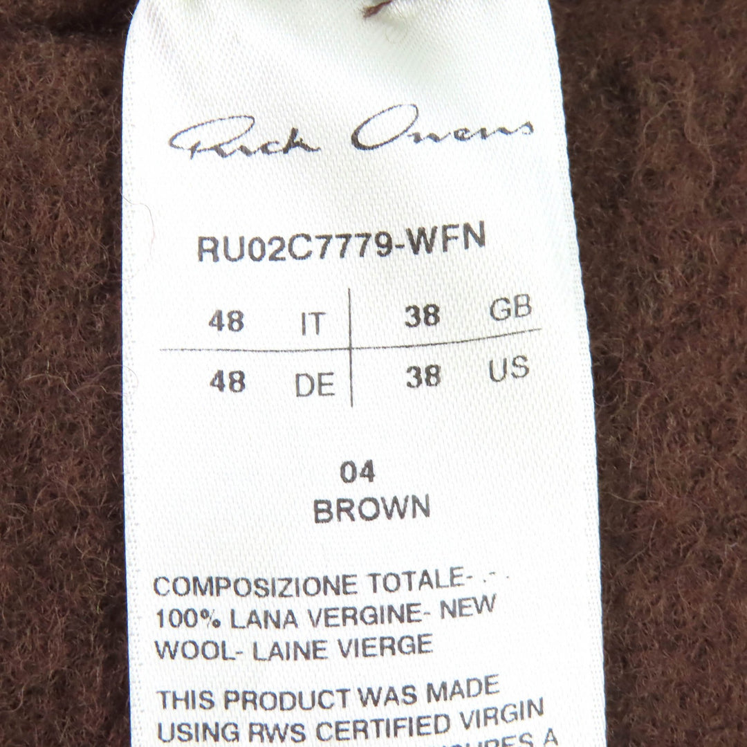 Great Rick Owens Jacket VERGINE WOOL JACKET Brown mens 48 RU02C7779-WFN