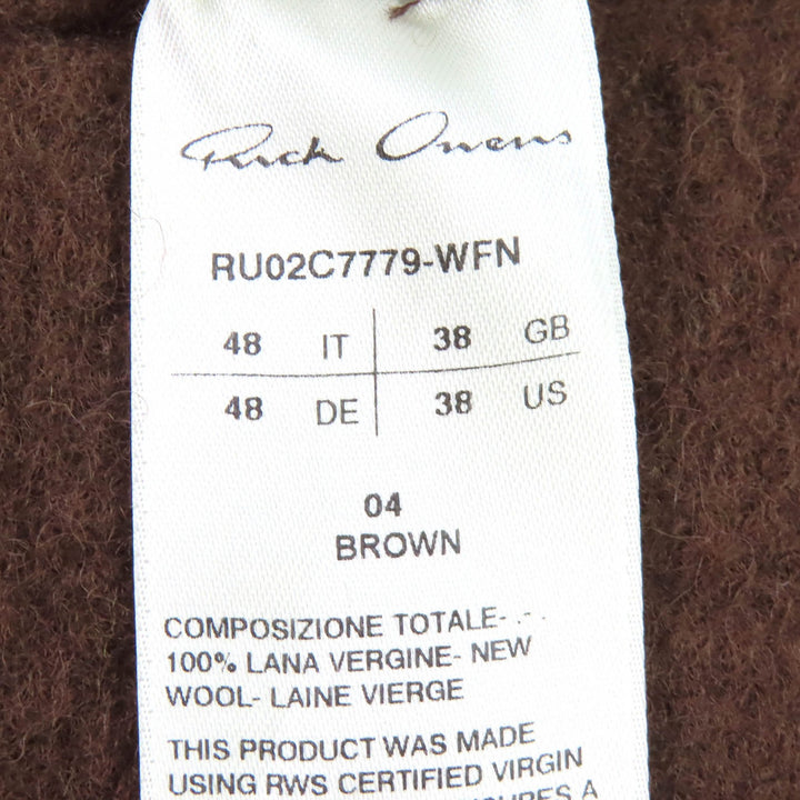 Great Rick Owens Jacket VERGINE WOOL JACKET Brown mens 48 RU02C7779-WFN