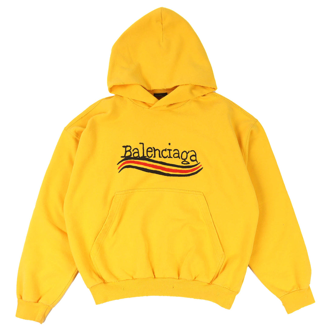 全新 BALENCIAGA 连帽衫 Campaign logo 做旧黄色 XS 720426
