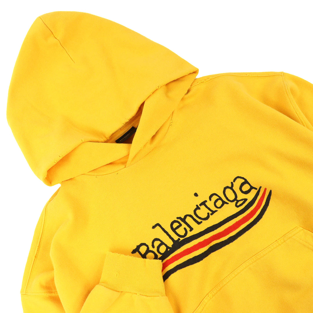全新 BALENCIAGA 连帽衫 Campaign logo 做旧黄色 XS 720426