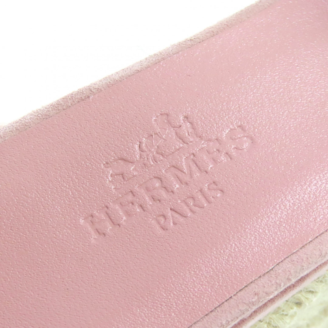 Excellent HERMES Sandals Espadrilles Elda Ankle strap suede leather pink 36