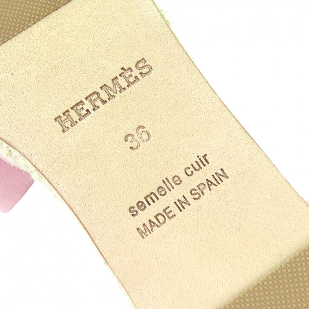Excellent HERMES Sandals Espadrilles Elda Ankle strap suede leather pink 36