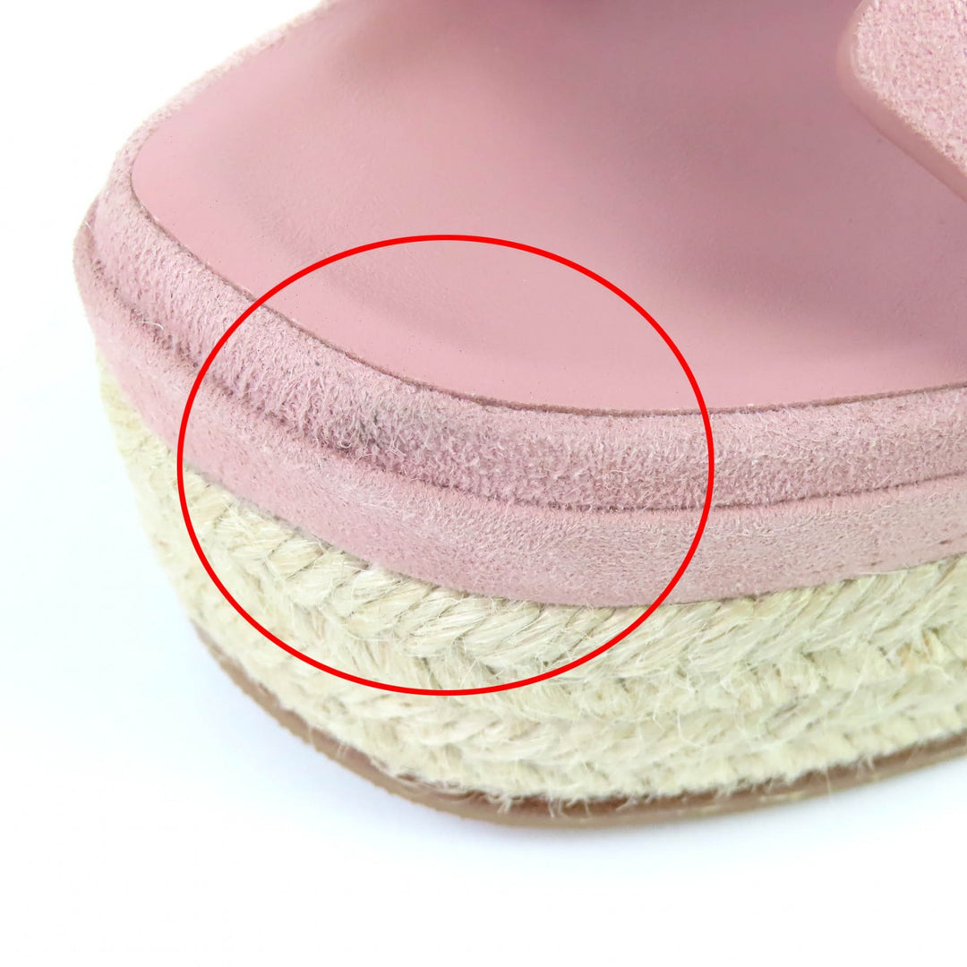 Excellent HERMES Sandals Espadrilles Elda Ankle strap suede leather pink 36