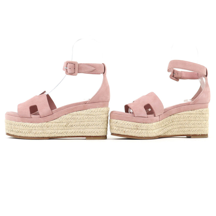 Excellent HERMES Sandals Espadrilles Elda Ankle strap suede leather pink 36