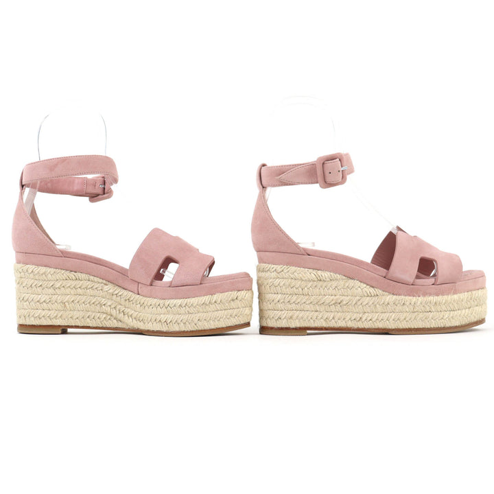 Excellent HERMES Sandals Espadrilles Elda Ankle strap suede leather pink 36