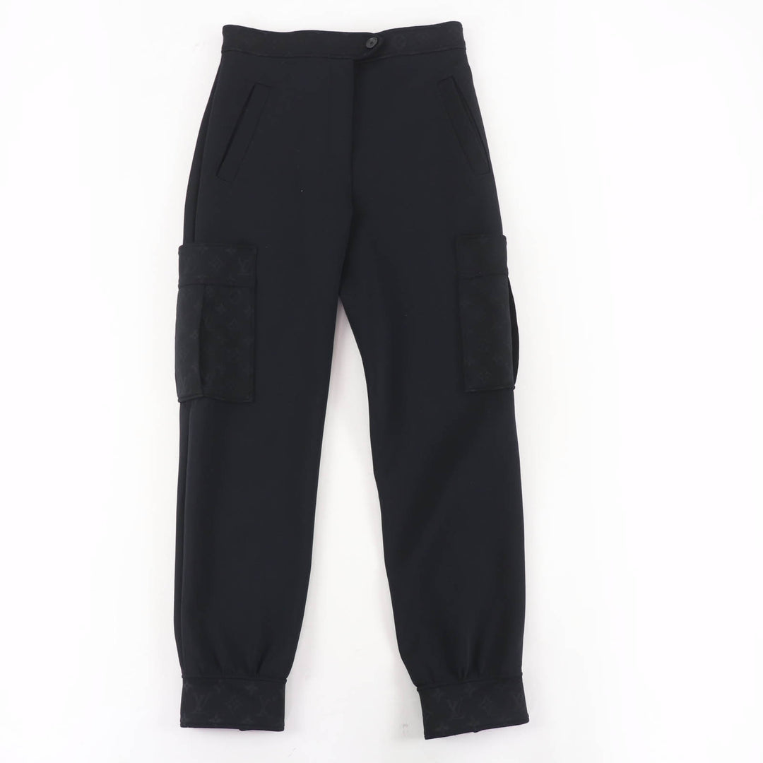 Excellent LOUIS VUITTON cargo pants Monogram detail black Women 36