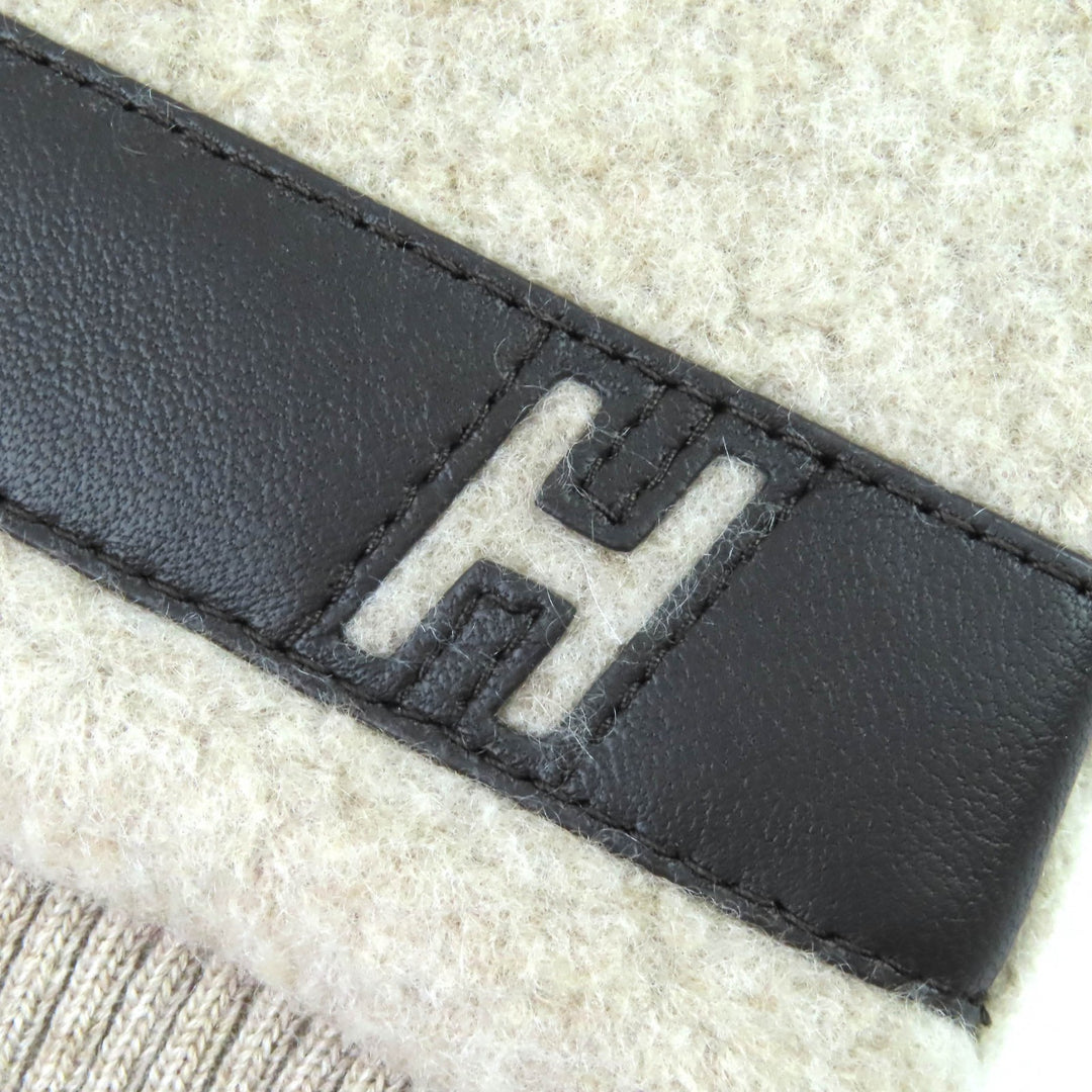 新品 HERMES スカーフ テディ ポケット Hロゴ ストール スカーフ ユニセックス ベージュ ウール H394076T