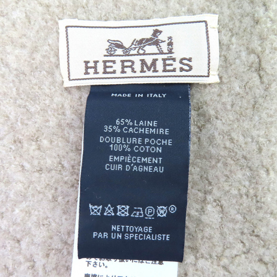 新品 HERMES スカーフ テディ ポケット Hロゴ ストール スカーフ ユニセックス ベージュ ウール H394076T