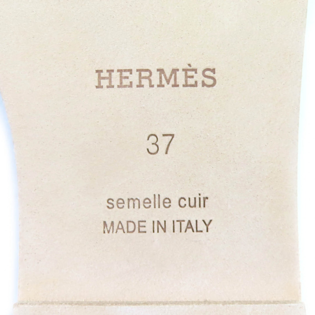 新品 HERMES ミュール オラン Hロゴ レザー フラットサンダル レザー レディース 37