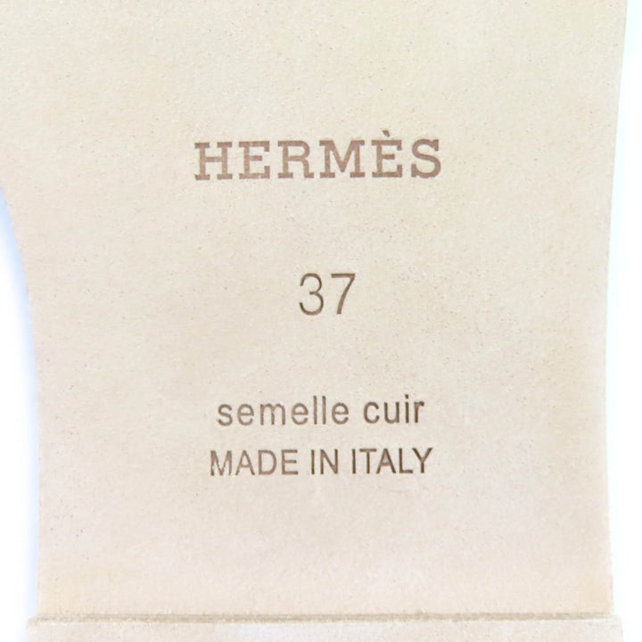 新品 HERMES ミュール オラン Hロゴ レザー フラットサンダル レザー レディース 37
